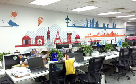  三台教你设计办公室墙绘的方法。